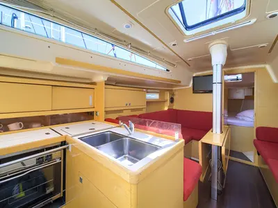 Galley of Euphoria, a Elan 350 Performance sailboat at Punat, Croatia