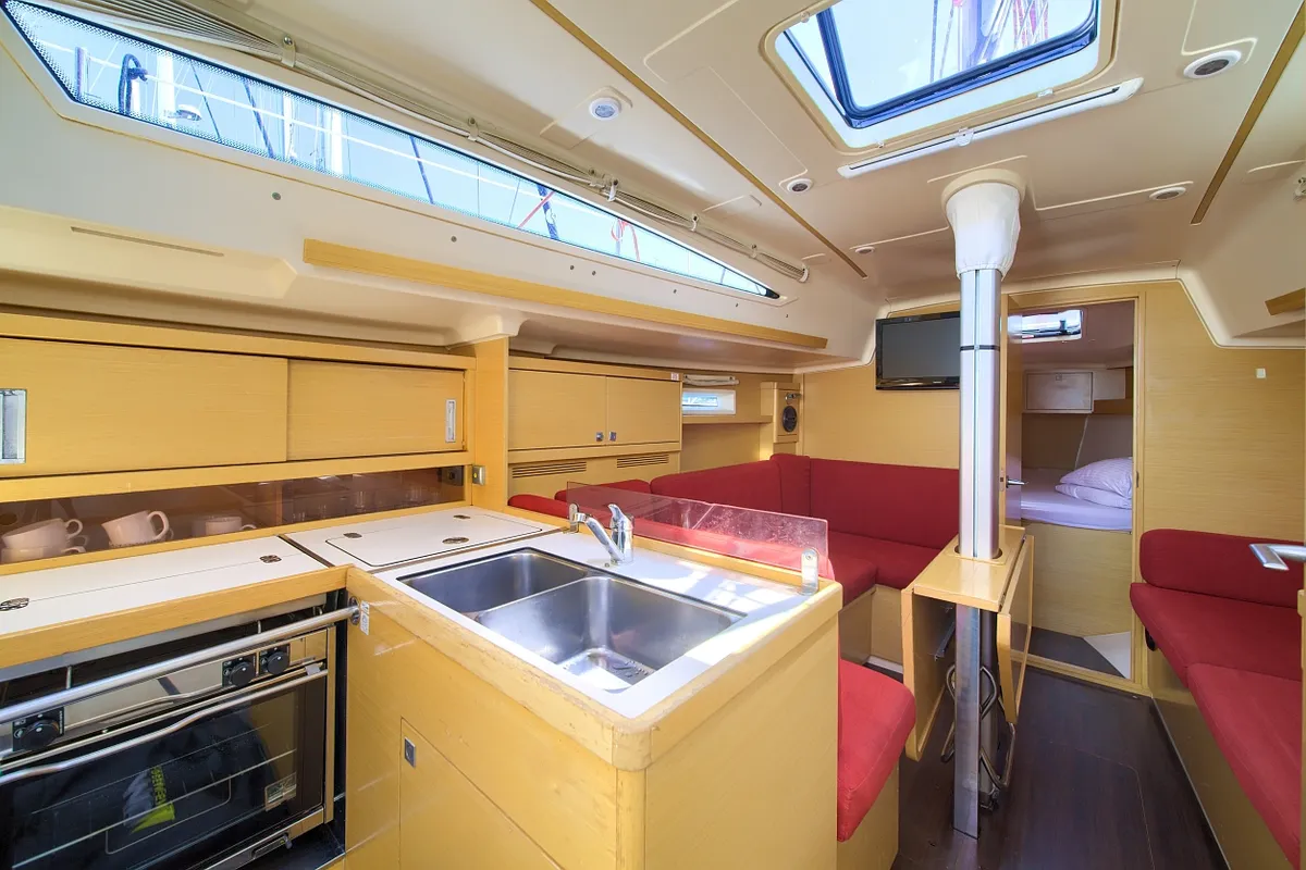 Galley of Euphoria, a Elan 350 Performance sailboat at Punat, Croatia
