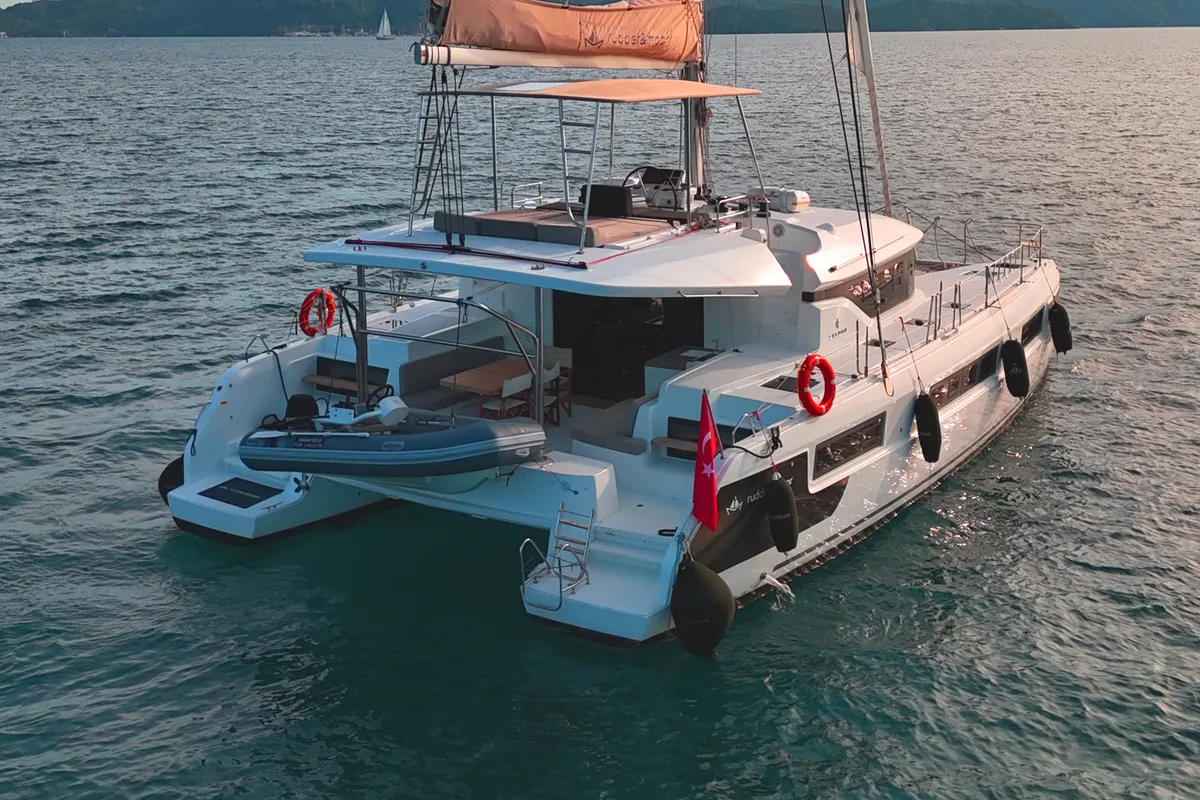 Alchera, a Lagoon 50 catamaran at Marmaris, Turkey