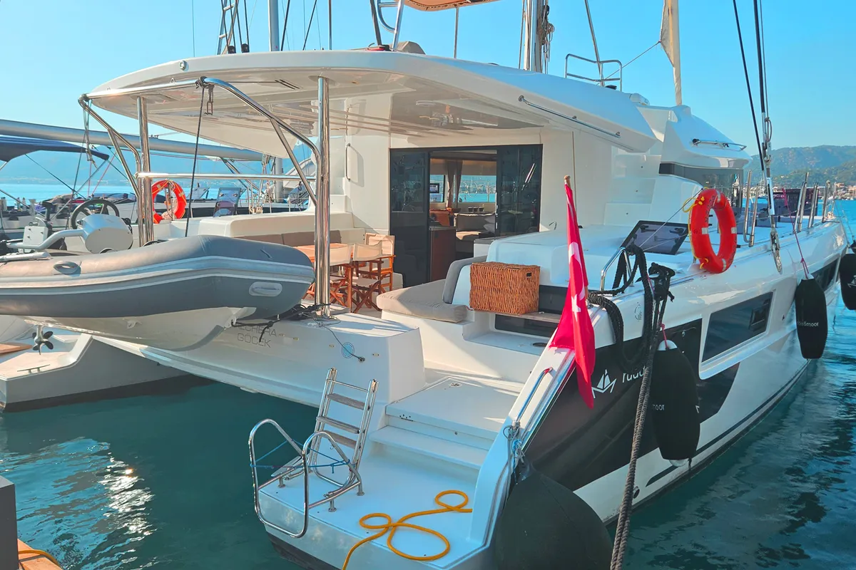 Alchera, a Lagoon 50 catamaran at Marmaris, Turkey