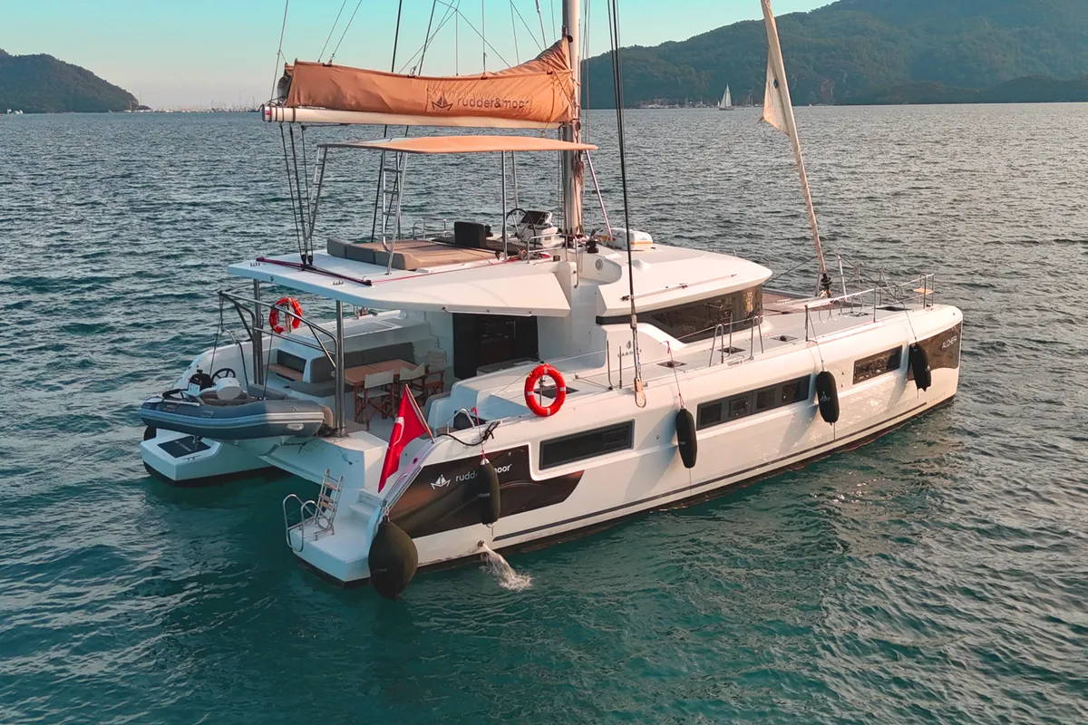 Alchera, a Lagoon 50 catamaran at Marmaris, Turkey