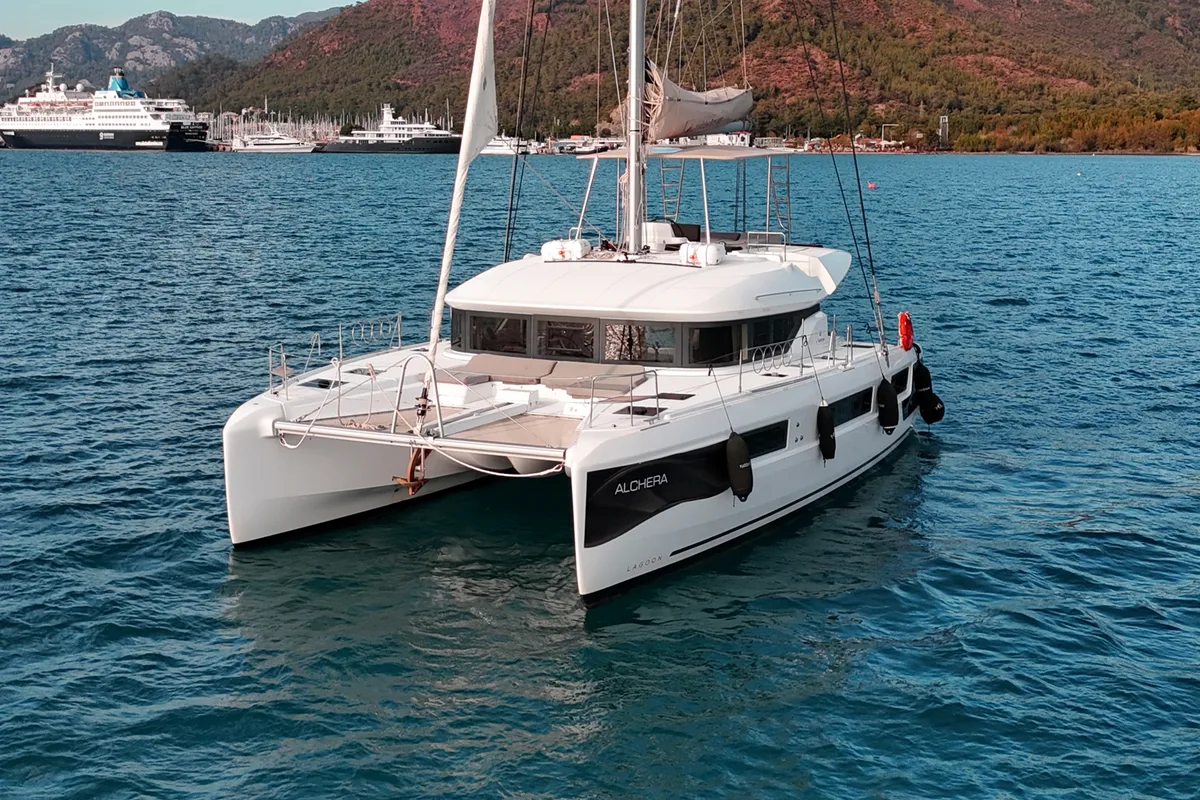 Alchera, a Lagoon 50 catamaran at Marmaris, Turkey