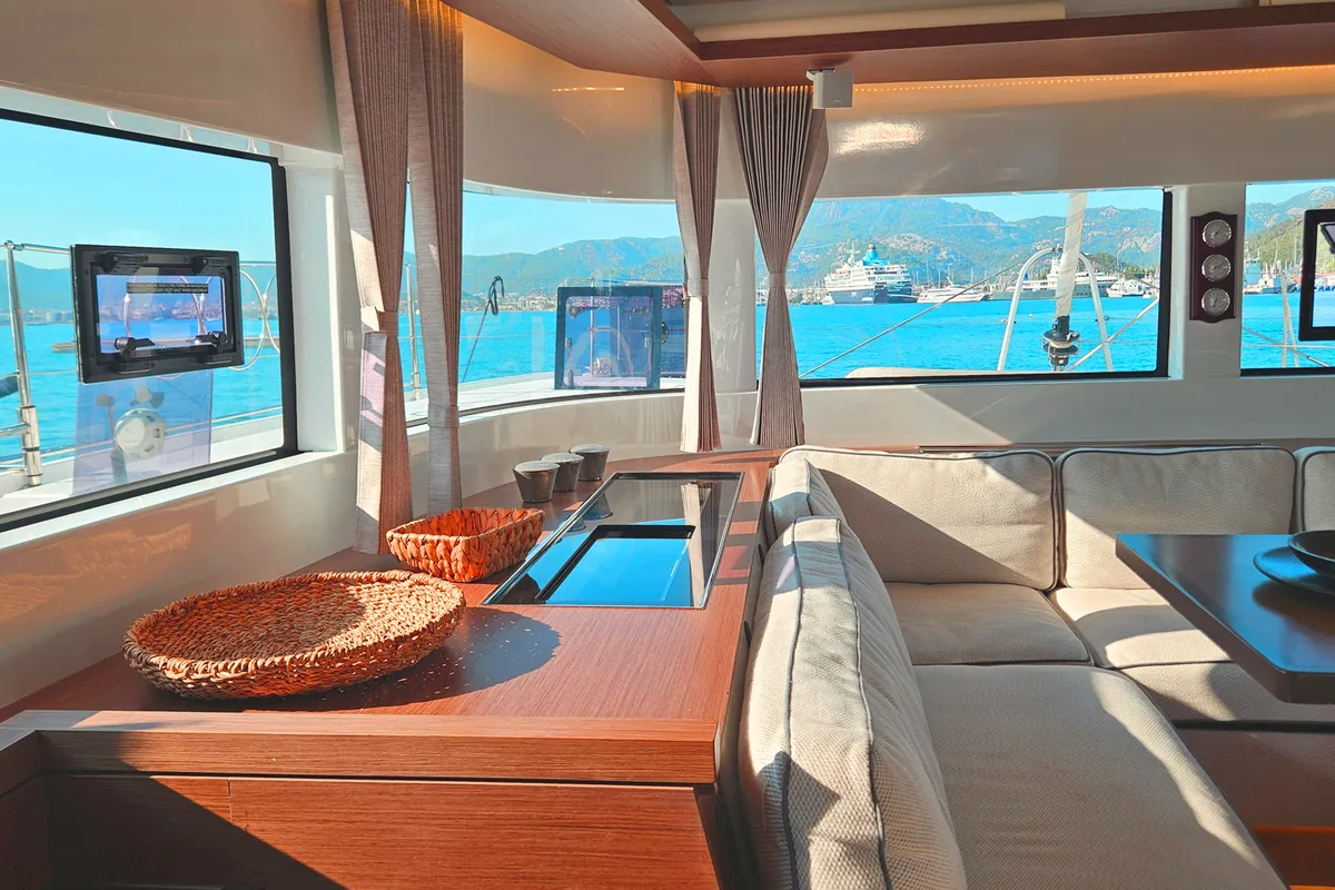 Alchera, a Lagoon 50 catamaran at Marmaris, Turkey