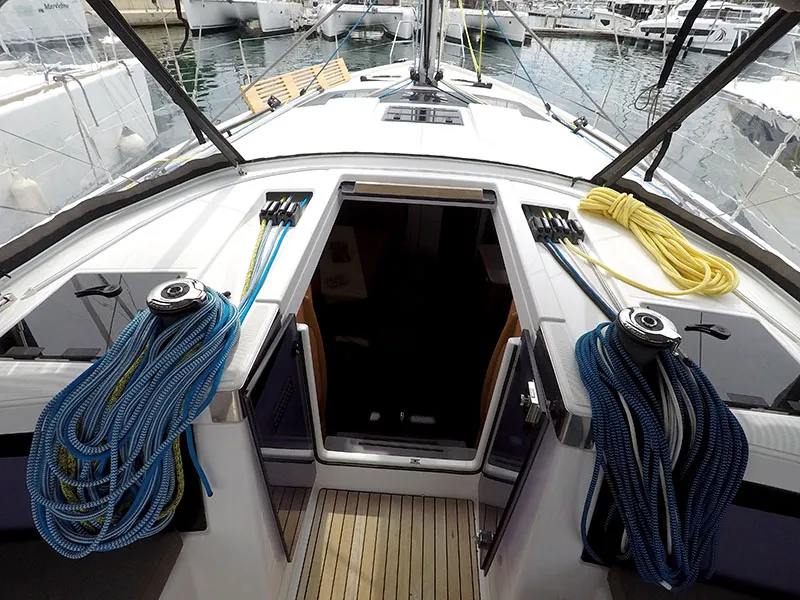 Deck of Moma, a Dufour 41 sailboat at Grad Šibenik, Croatia