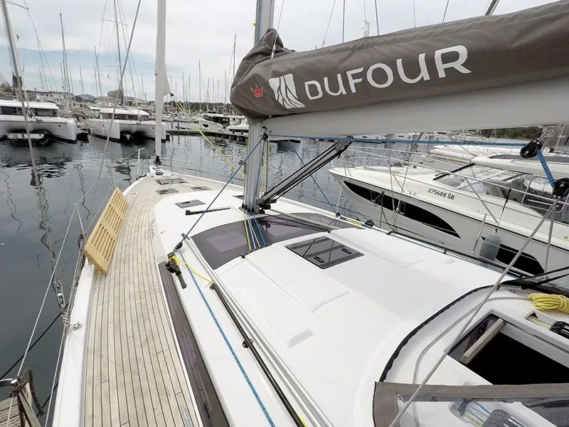 Deck of Moma, a Dufour 41 sailboat at Grad Šibenik, Croatia