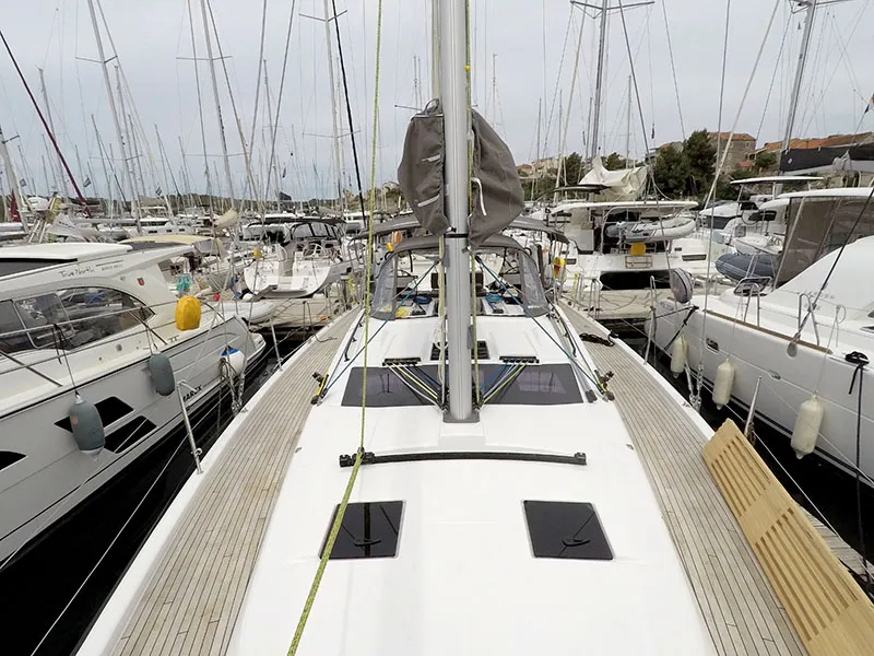 Deck of Moma, a Dufour 41 sailboat at Grad Šibenik, Croatia