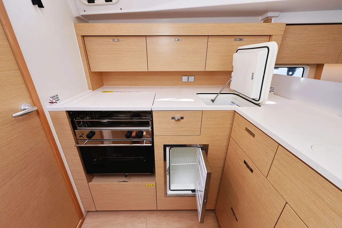 Galley of Sundance, a Hanse 410 sailboat at Grad Biograd na Moru, Croatia