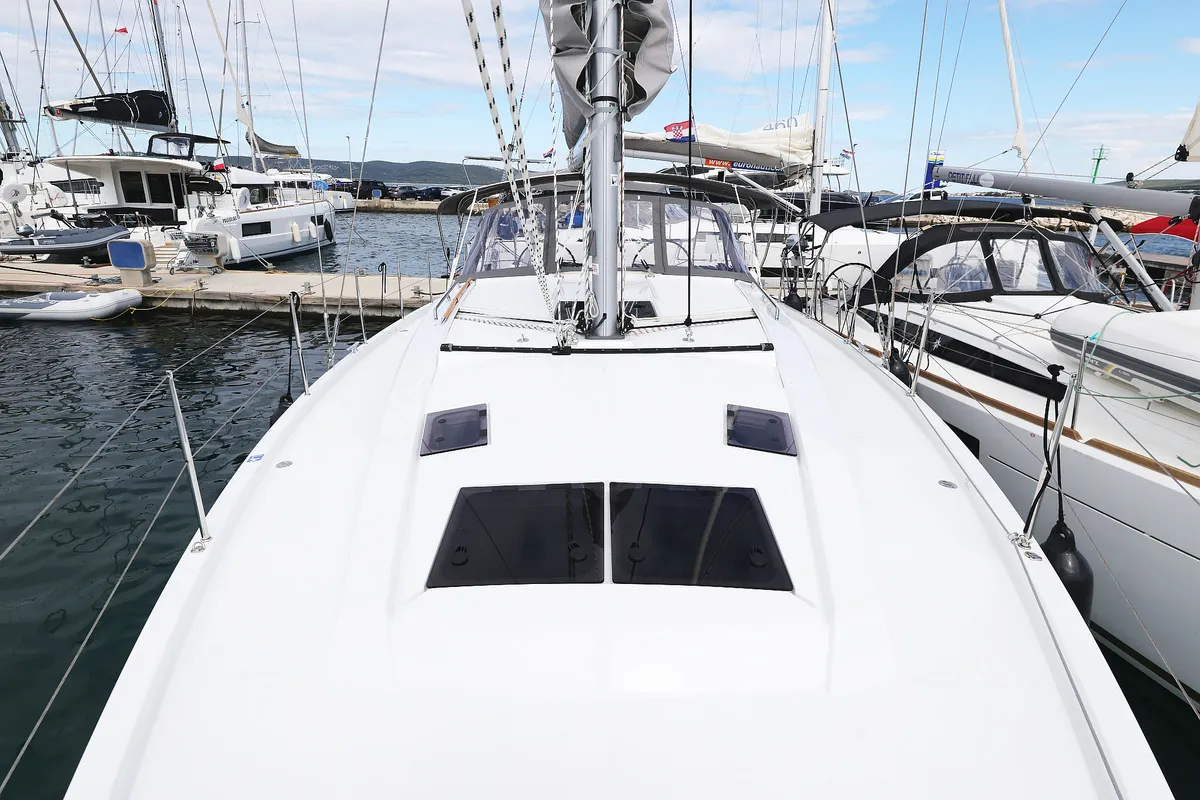 Deck of Sundance, a Hanse 410 sailboat at Grad Biograd na Moru, Croatia