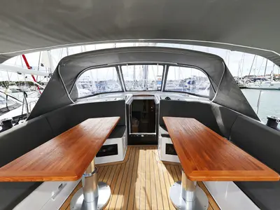 Deck of Sundance, a Hanse 410 sailboat at Grad Biograd na Moru, Croatia