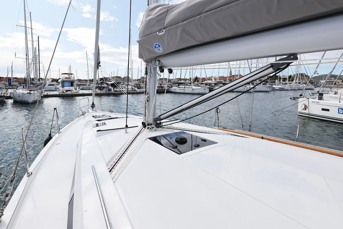 Deck of Sundance, a Hanse 410 sailboat at Grad Biograd na Moru, Croatia