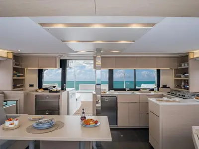 Galley of Movelli, a Lagoon 46 catamaran at Road Town, British Virgin Islands