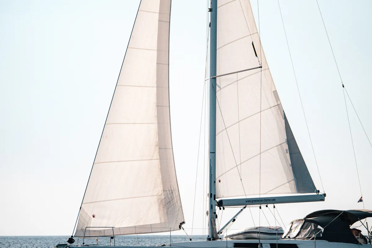 Exterior view of Maja, a Hanse 455 sailboat at Grad Biograd na Moru, Croatia