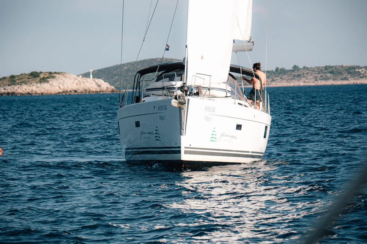 Exterior view of Maja, a Hanse 455 sailboat at Grad Biograd na Moru, Croatia