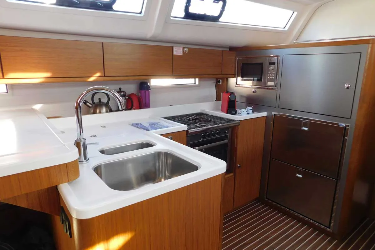 Galley of Lina, a Bavaria Cruiser 51 Style sailboat at Kontokali, Greece