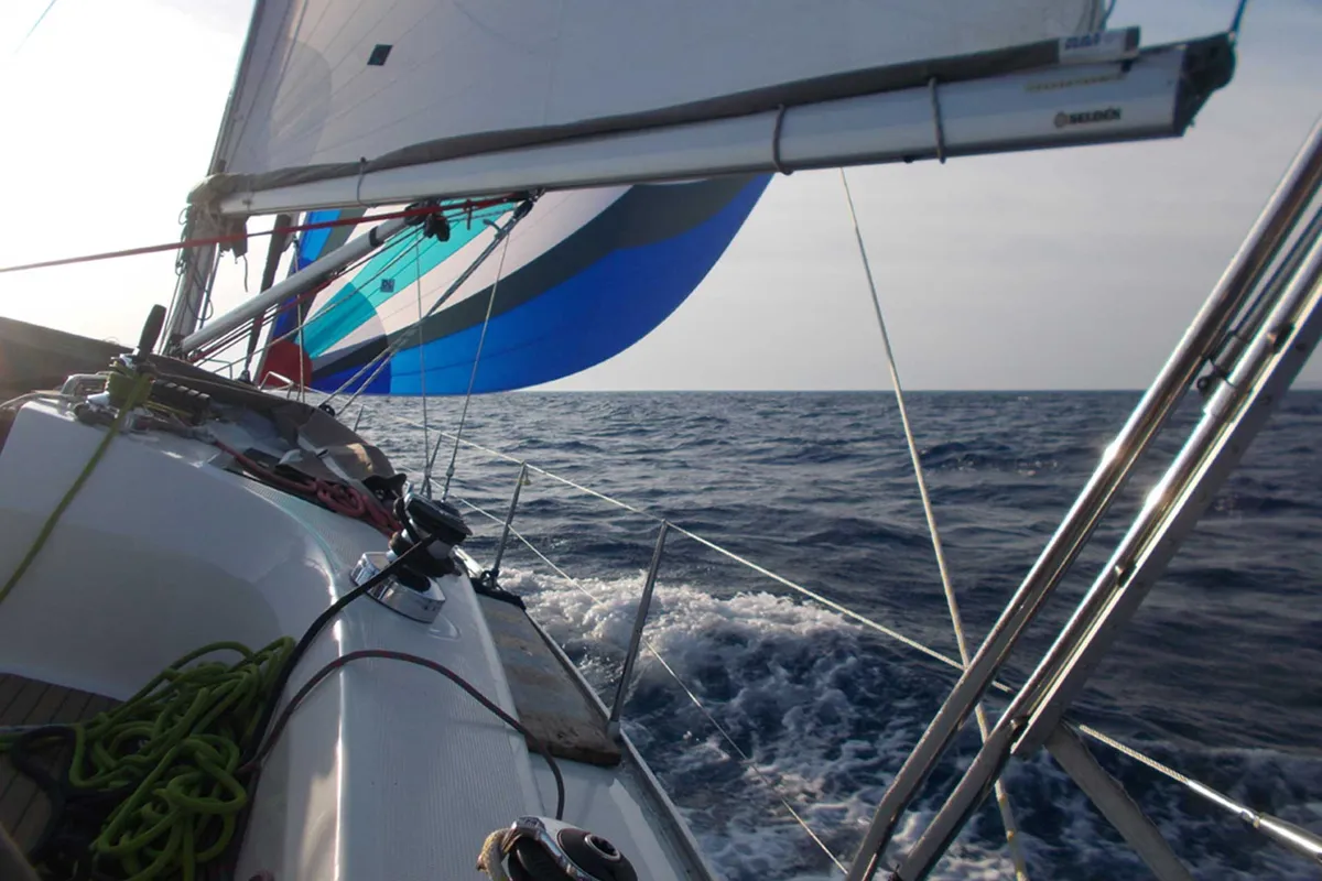 Exterior view of Lina, a Bavaria Cruiser 51 Style sailboat at Kontokali, Greece