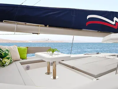 Deck of Moorings 4500L Club, a Leopard 45 catamaran at Road Town, British Virgin Islands