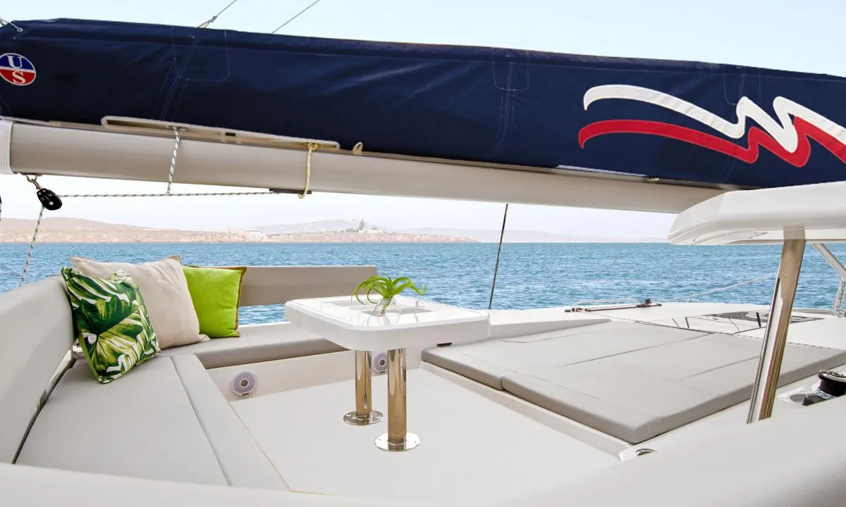 Deck of Moorings 4500L Club, a Leopard 45 catamaran at Road Town, British Virgin Islands