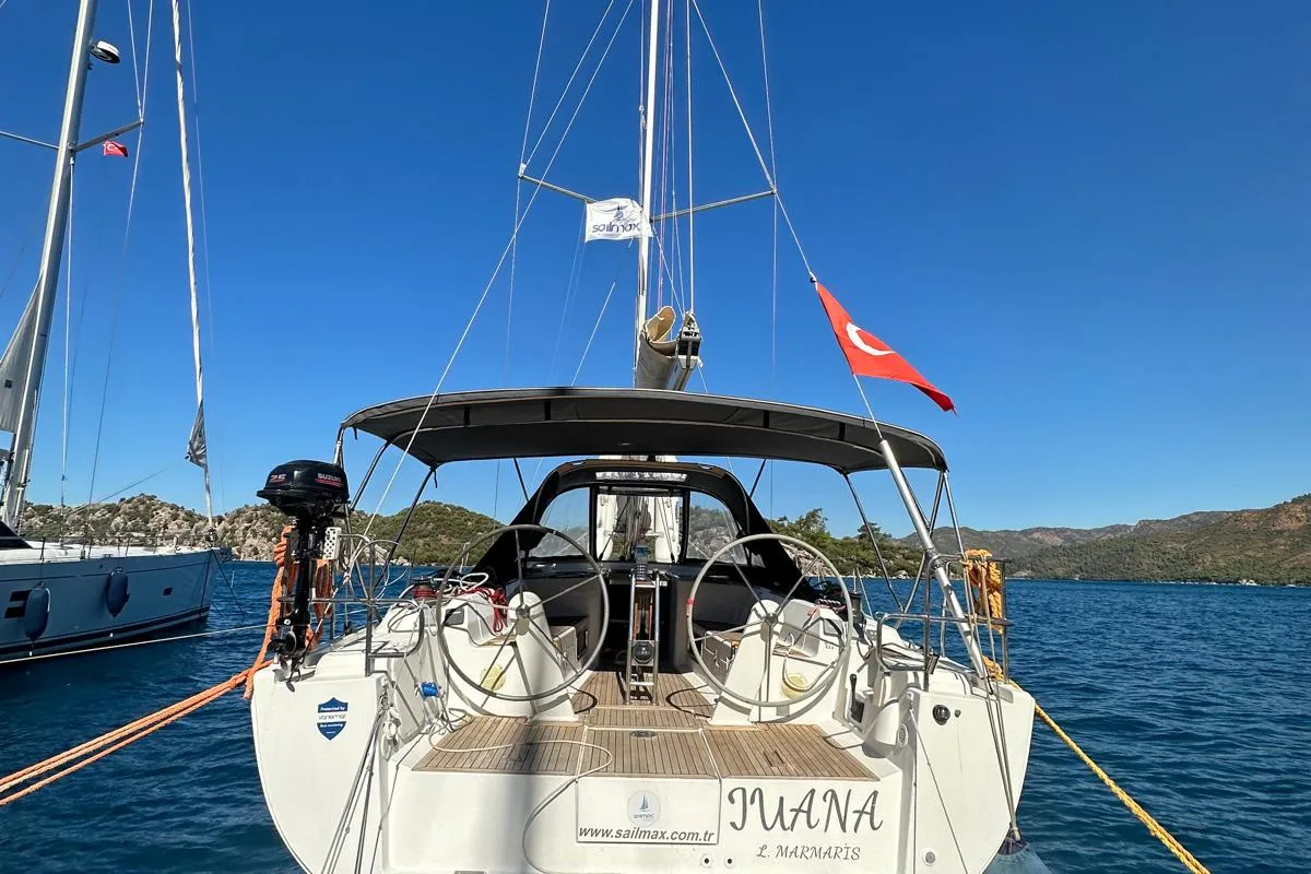 Cockpit of Juana, a Hanse 445 sailboat at Marmaris, Turkey