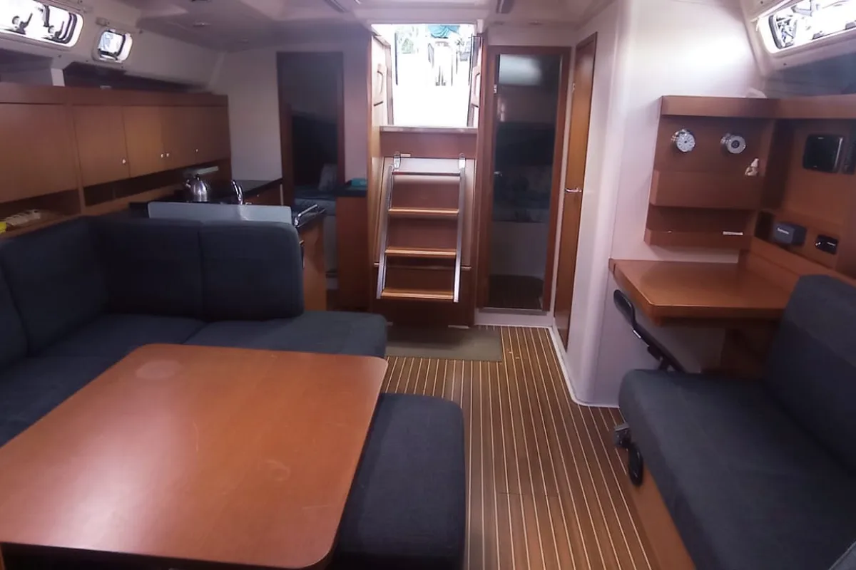 Salon of Juana, a Hanse 445 sailboat at Marmaris, Turkey