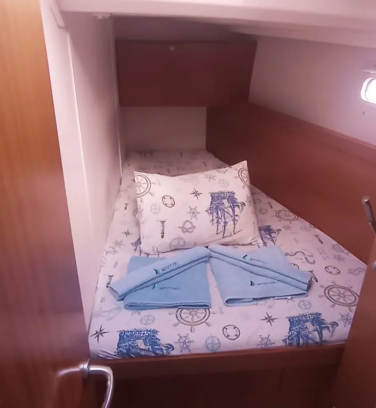 Cabin on Juana, a Hanse 445 sailboat at Marmaris, Turkey