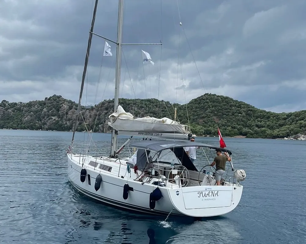 Exterior view of Juana, a Hanse 445 sailboat at Marmaris, Turkey