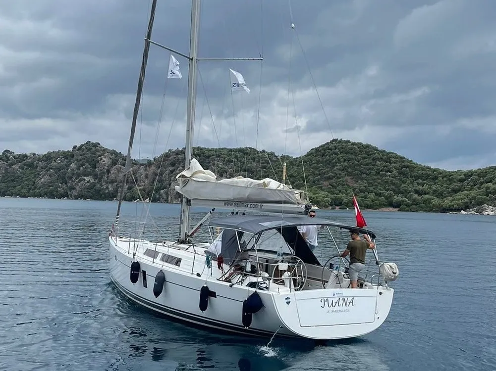 Exterior view of Juana, a Hanse 445 sailboat at Marmaris, Turkey