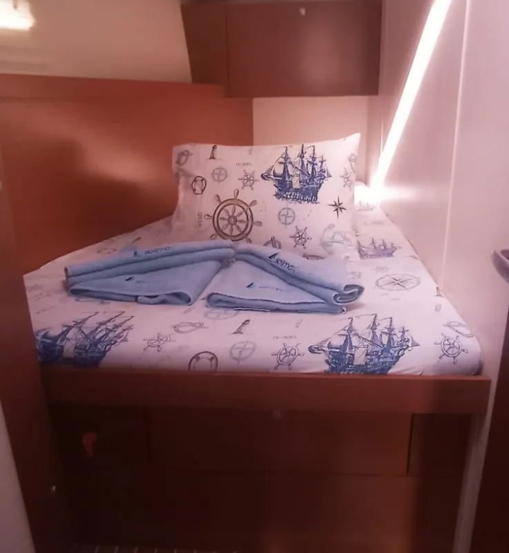 Cabin on Juana, a Hanse 445 sailboat at Marmaris, Turkey