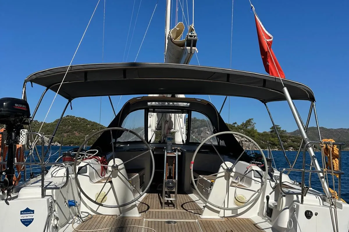 Cockpit of Juana, a Hanse 445 sailboat at Marmaris, Turkey