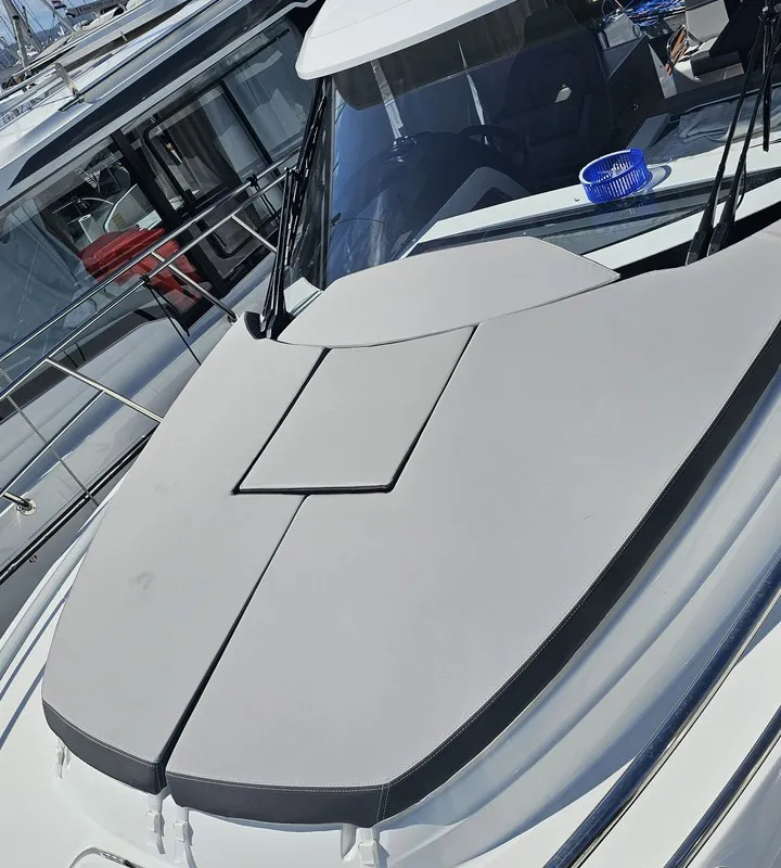 Exterior view of Infinity, a Jeanneau Merry Fisher 895 motorboat at Grad Biograd na Moru, Croatia