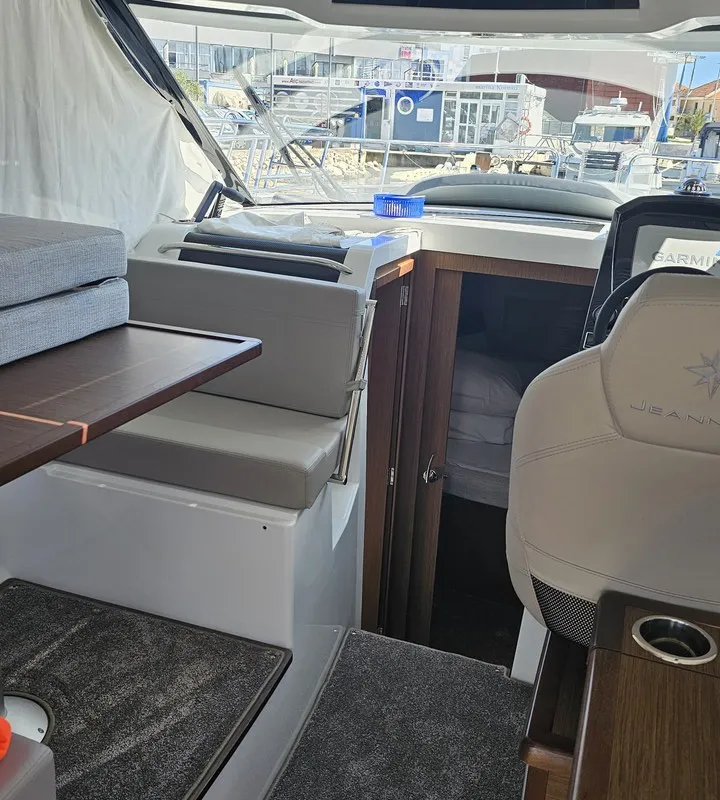 Deck of Infinity, a Jeanneau Merry Fisher 895 motorboat at Grad Biograd na Moru, Croatia