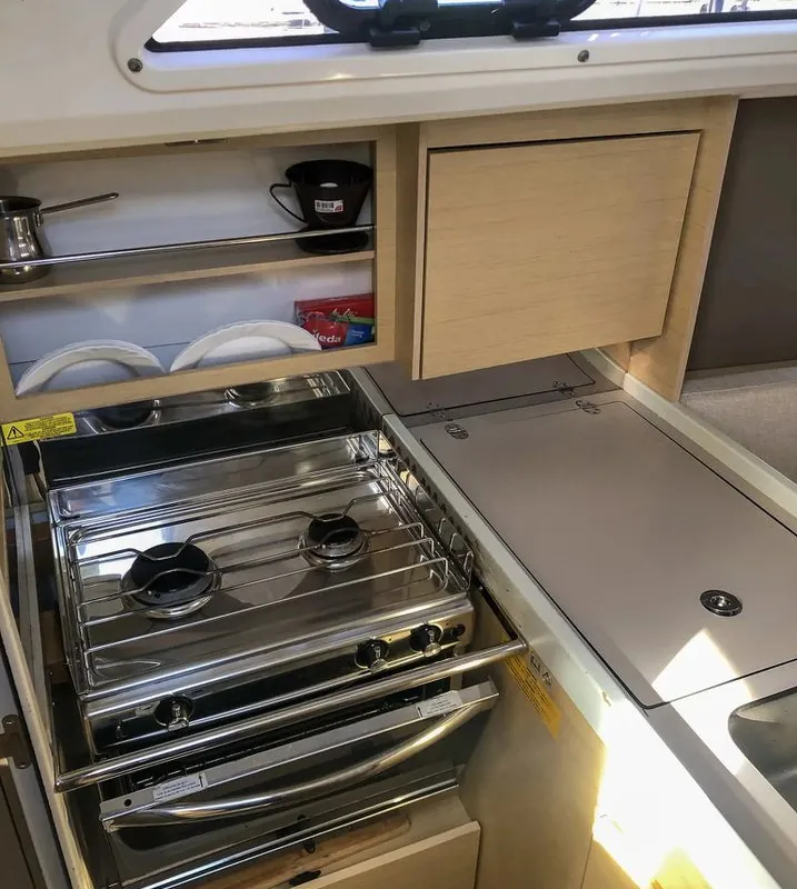 Galley of Arya, a Beneteau Oceanis 30.1 sailboat at Izola, Slovenia