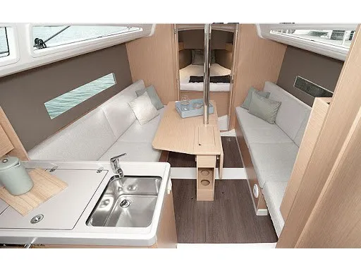 Salon of Arya, a Beneteau Oceanis 30.1 sailboat at Izola, Slovenia