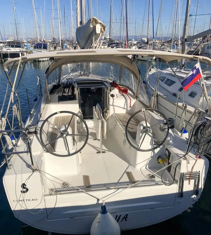 Cockpit of Arya, a Beneteau Oceanis 30.1 sailboat at Izola, Slovenia