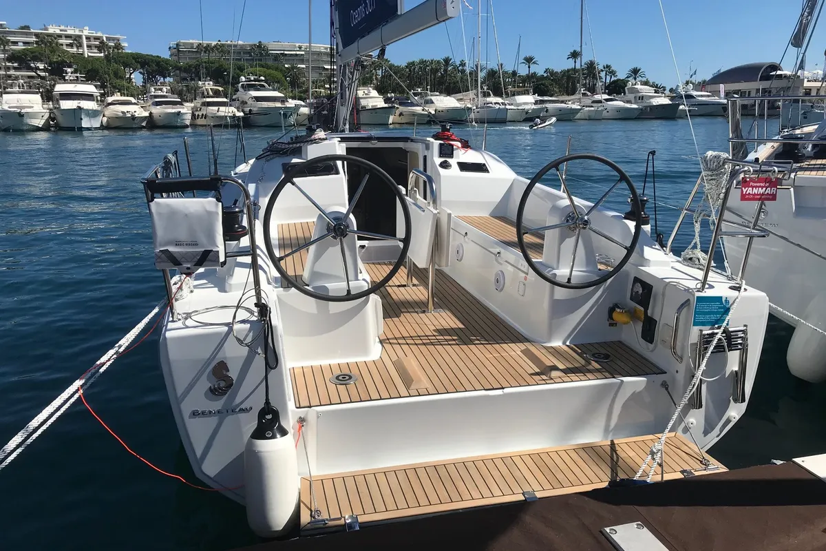 Cockpit of Arya, a Beneteau Oceanis 30.1 sailboat at Izola, Slovenia