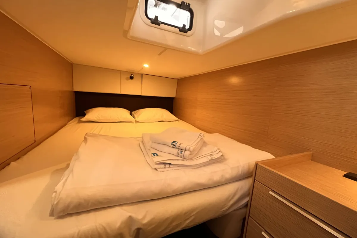 Cabin on Palermo, a Bavaria 33 Sport HT motorboat at Grad Pula, Croatia