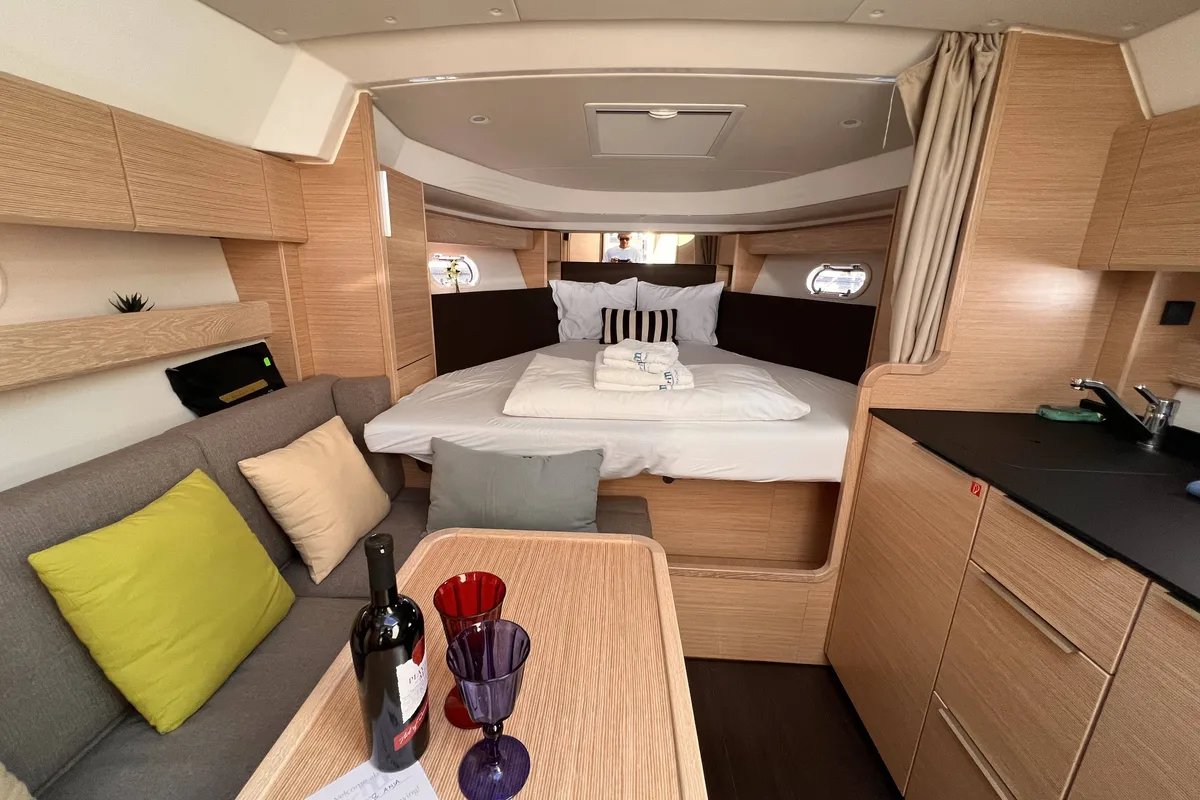 Cabin on Palermo, a Bavaria 33 Sport HT motorboat at Grad Pula, Croatia
