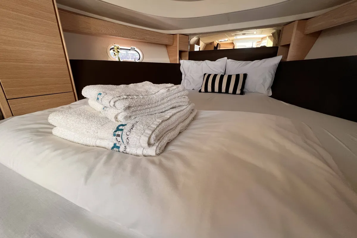 Cabin on Palermo, a Bavaria 33 Sport HT motorboat at Grad Pula, Croatia