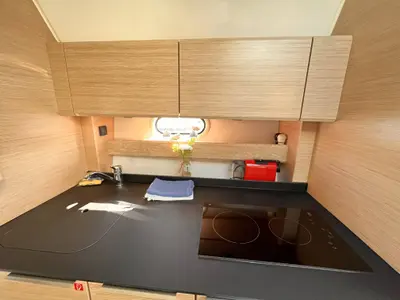 Galley of Palermo, a Bavaria 33 Sport HT motorboat at Grad Pula, Croatia