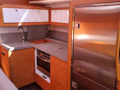 Galley of Le Vagabond 2, a Dufour 470 sailboat at Marseille, France