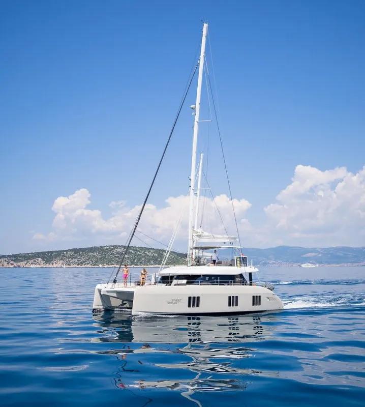 Exterior view of Sweet Dreams, a Sunreef 50 catamaran at Kaštela, Croatia
