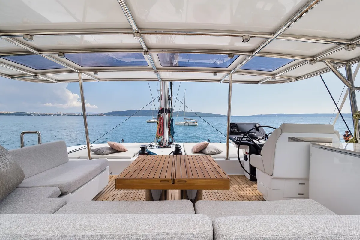 Deck of Sweet Dreams, a Sunreef 50 catamaran at Kaštela, Croatia