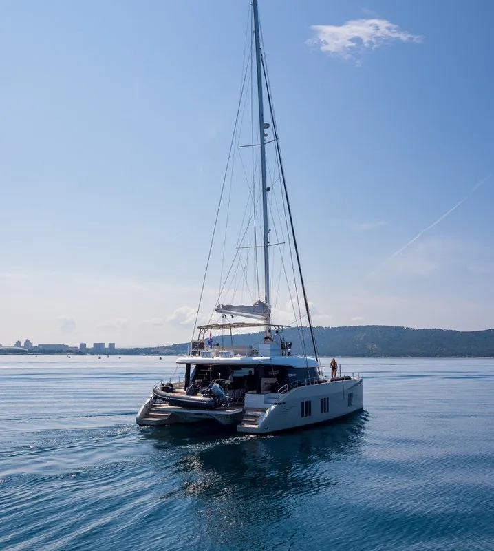 Exterior view of Sweet Dreams, a Sunreef 50 catamaran at Kaštela, Croatia