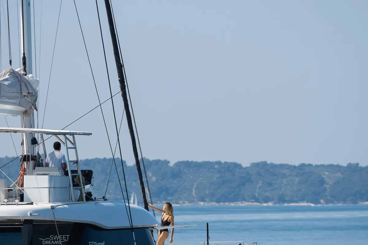 Sweet Dreams, a Sunreef 50 catamaran at Kaštela, Croatia