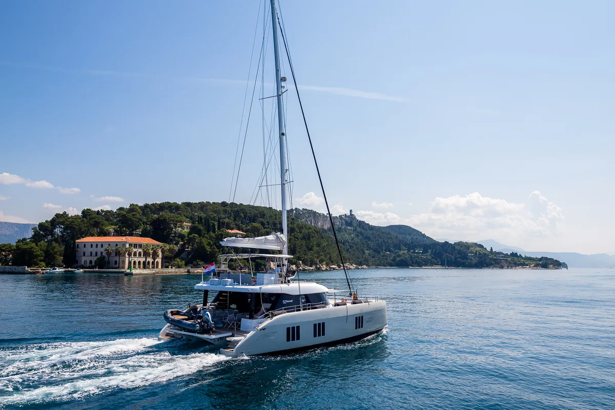 Sweet Dreams, a Sunreef 50 catamaran at Kaštela, Croatia