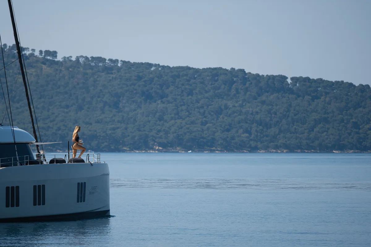 Sweet Dreams, a Sunreef 50 catamaran at Kaštela, Croatia