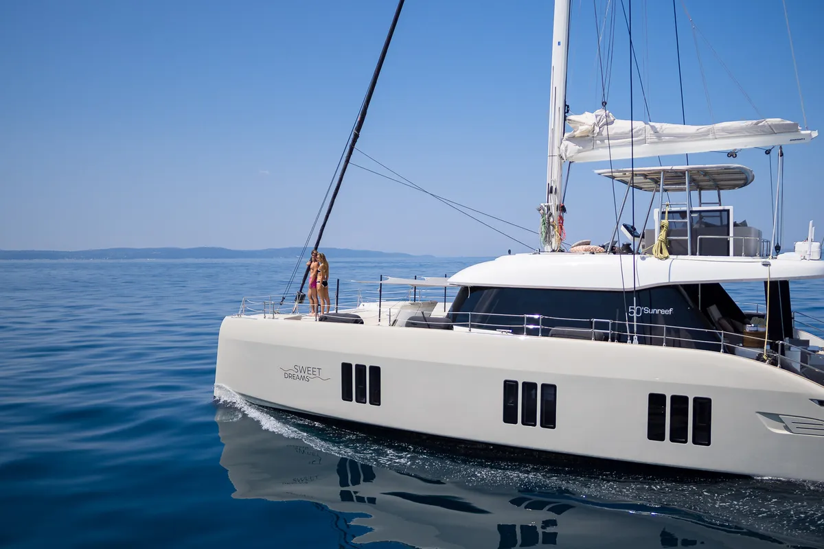 Sweet Dreams, a Sunreef 50 catamaran at Kaštela, Croatia