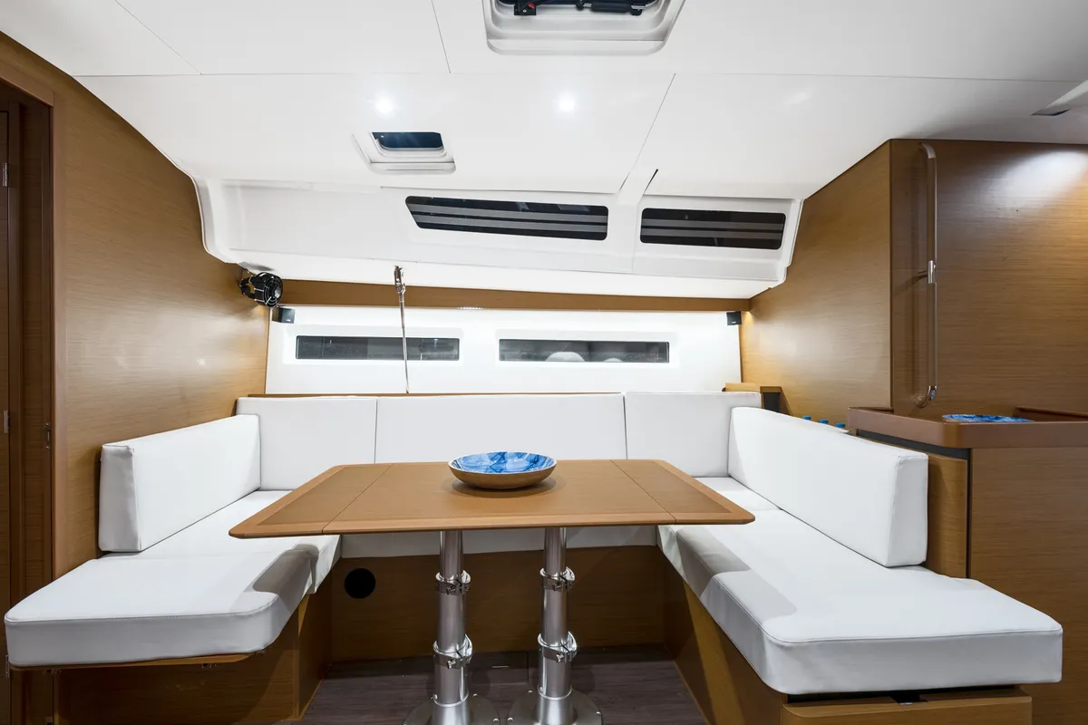 Salon of Notus, a Jeanneau Sun Odyssey 490 sailboat at Athens, Greece