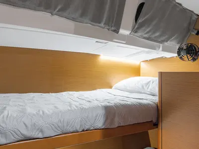 Cabin on Notus, a Jeanneau Sun Odyssey 490 sailboat at Athens, Greece
