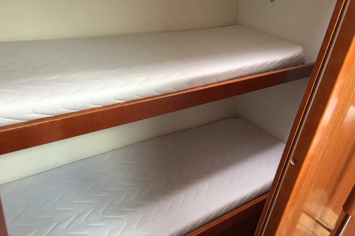 Cabin on Kochab II, a Beneteau Oceanis 50 Family sailboat at Olbia, Italy