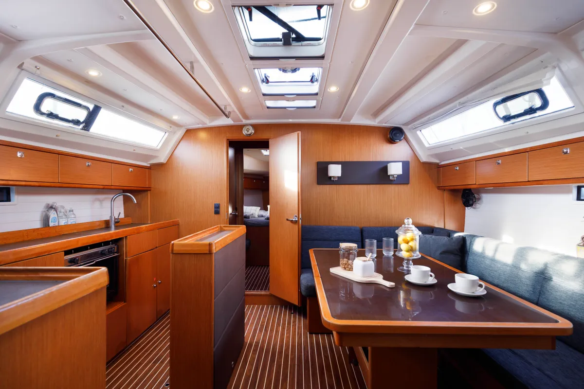 Galley of Astro, a Bavaria Cruiser 46 sailboat at Kos, Greece